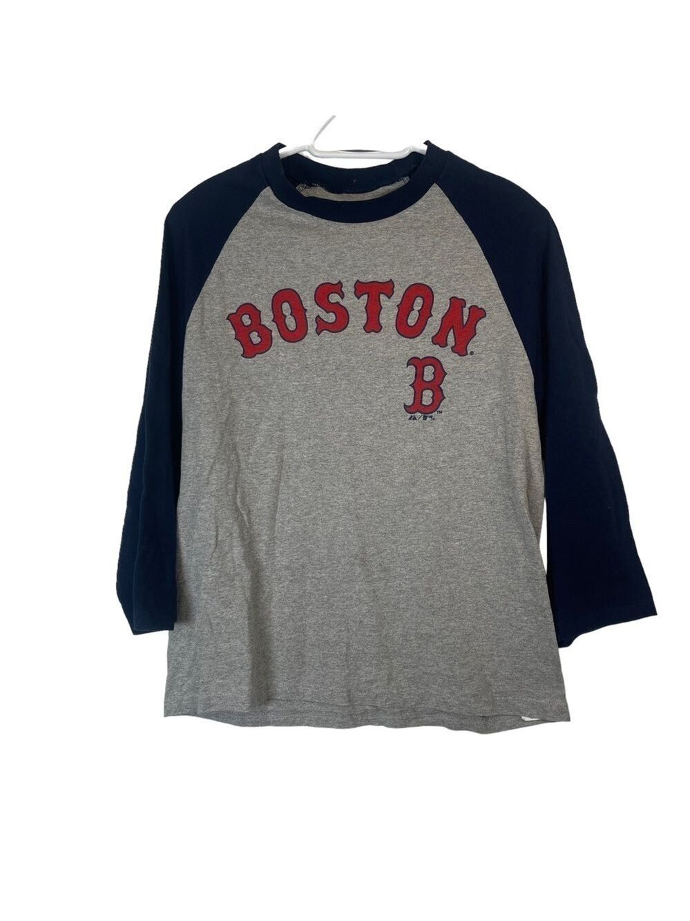 Boston Red Sox Women’s Grey Blue Red 3/4 Sleeve Boston Baseball T-Shirt …